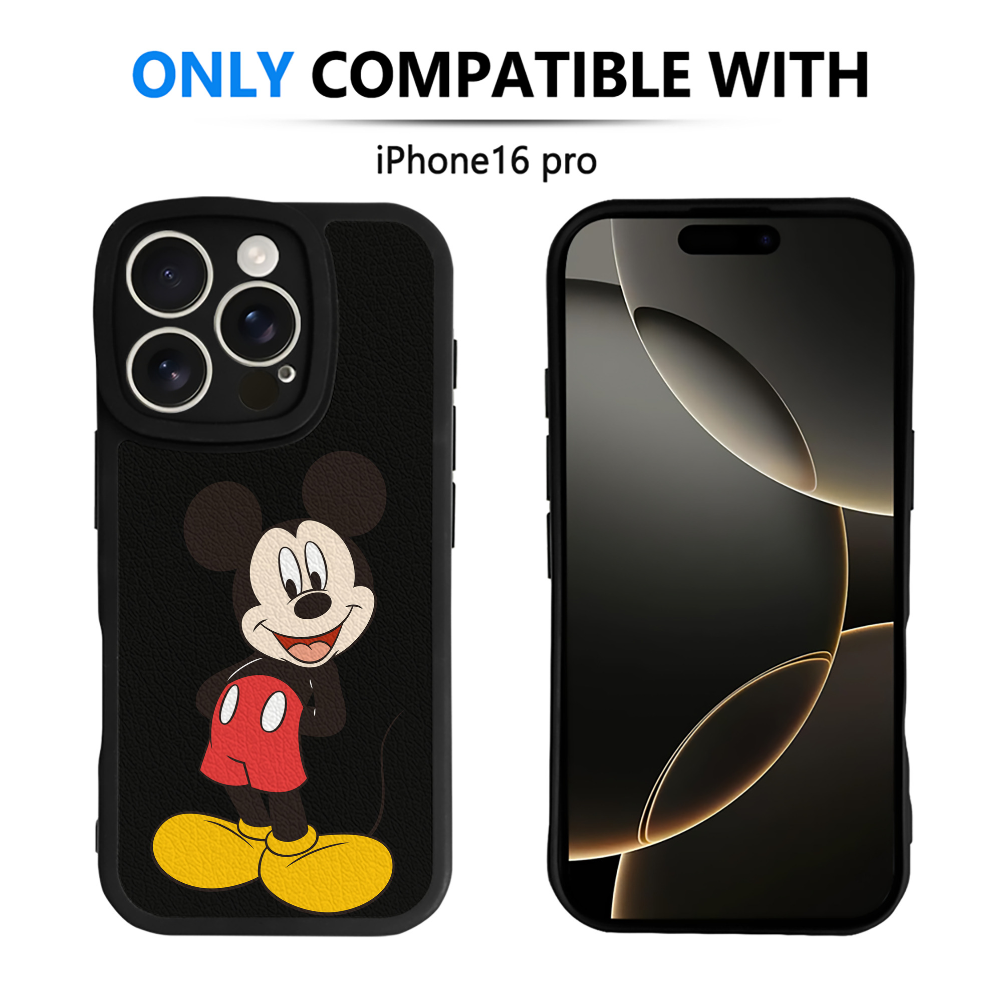 （画像用） ミッキーマウス Mickey Mouse 【iPhone 16シリーズ対応】シリコンスマホケース（レザー調） 材質：シリコン